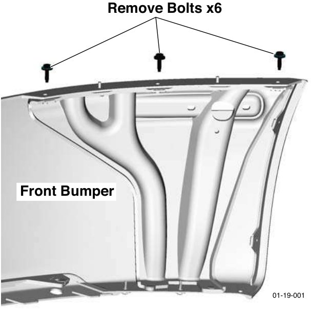 Front Bumper with six bolts labeled 'Remove Bolts x6'