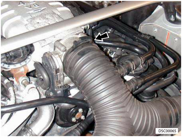 Engine with throttle body duct being removed