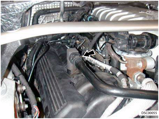 Engine bay showing breather pipe connection