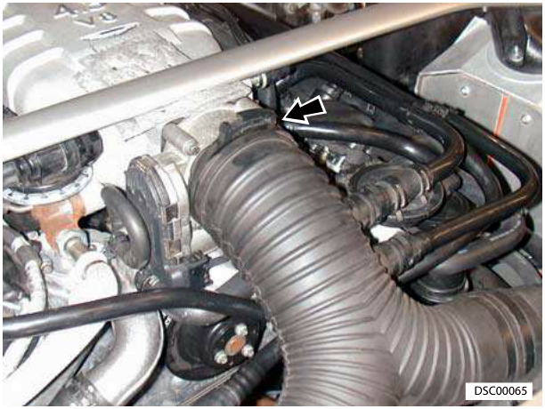 Throttle body duct installed on engine