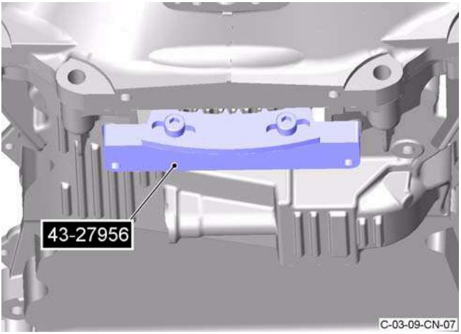 Special tool installed on flywheel, part number 43-27956
