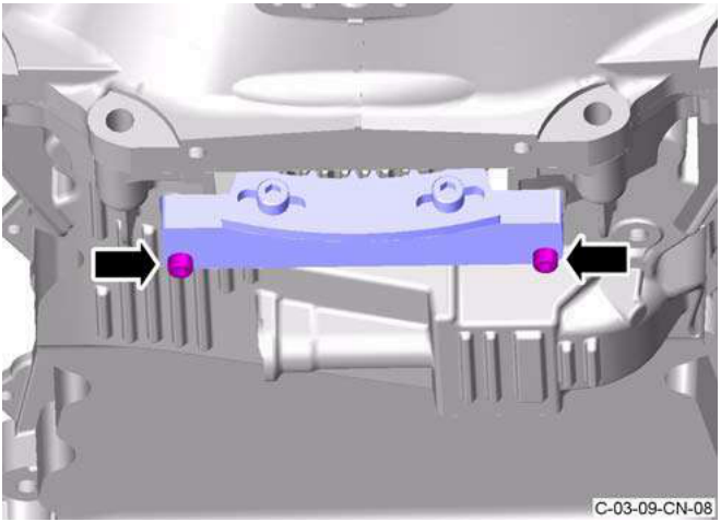 Diagram showing two socket cap screws attaching a special tool to the engine, with arrows indicating tightening direction.