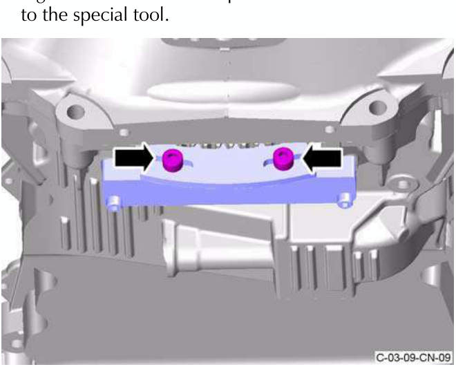 Diagram showing two socket cap screws attaching teeth to a special tool, with arrows indicating tightening direction.