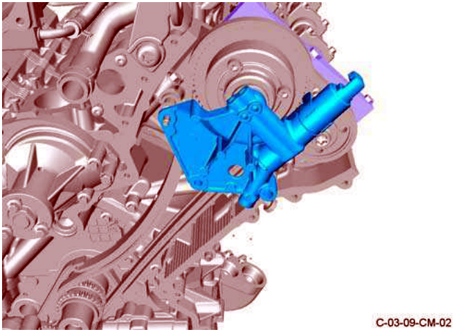 Diagram showing the left side bush carrier for the VCT being removed from the engine.