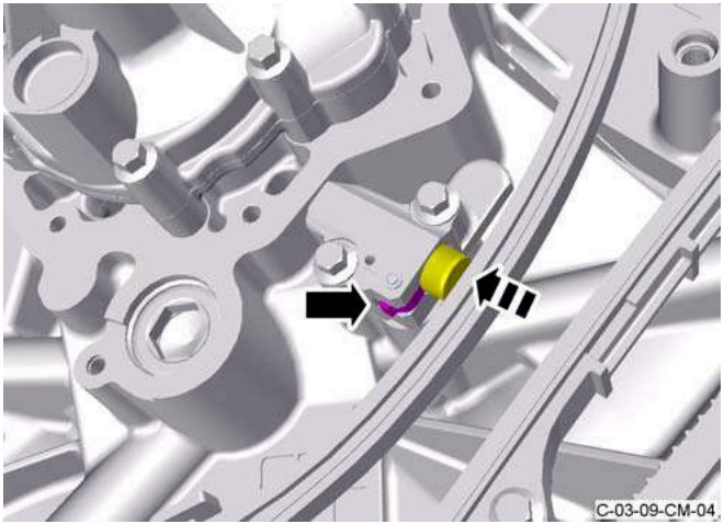 Timing chain tensioner with ratchet lock and piston
