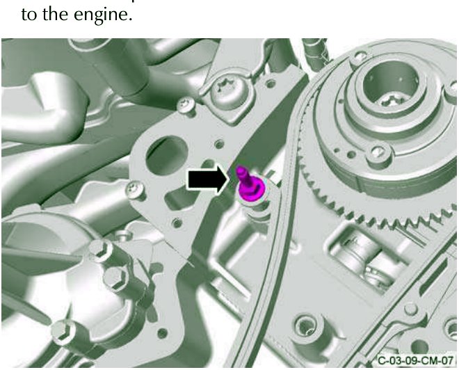 Special bolt attaching tensioner arm