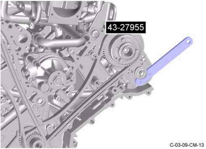 Exhaust camshaft sprocket with special tool 43-27955