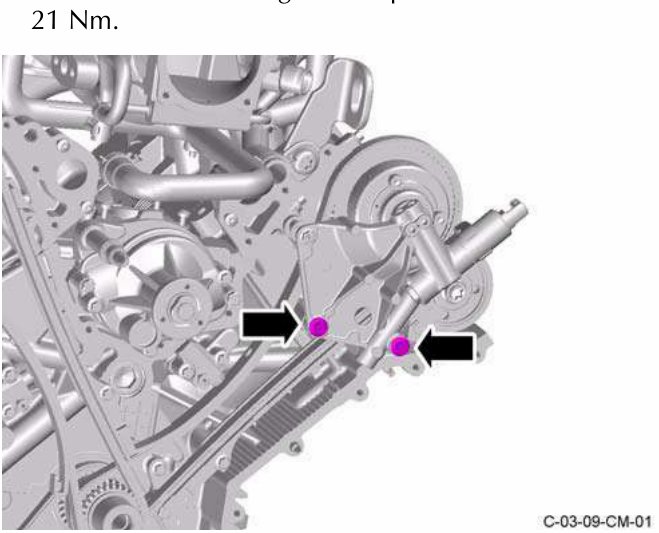 Engine showing two bolts attaching left side bush carrier