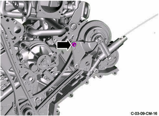 Engine showing nut attaching left side bush carrier