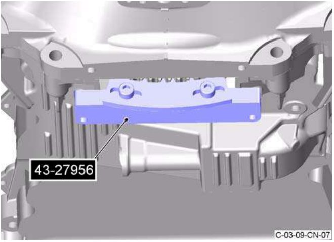 Special tool removed from flywheel, part number 43-27956 shown
