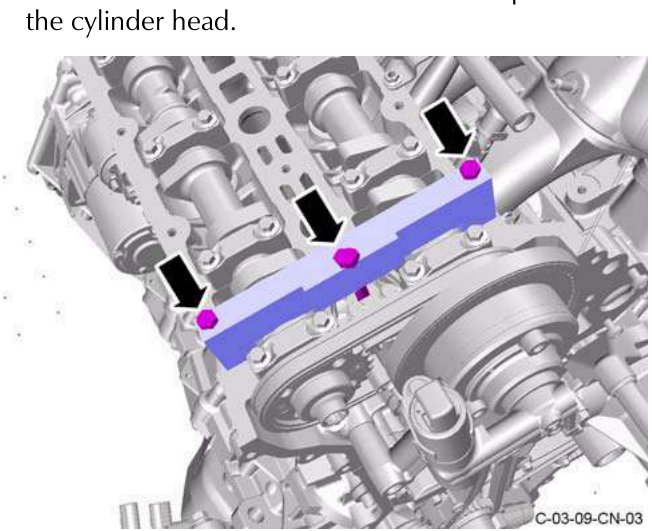 Three screws removed from cylinder head, part number 43-27956 shown