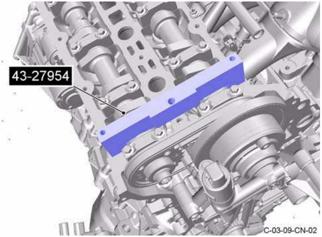 Special tool removed from right side camshaft, part number 43-27954 shown