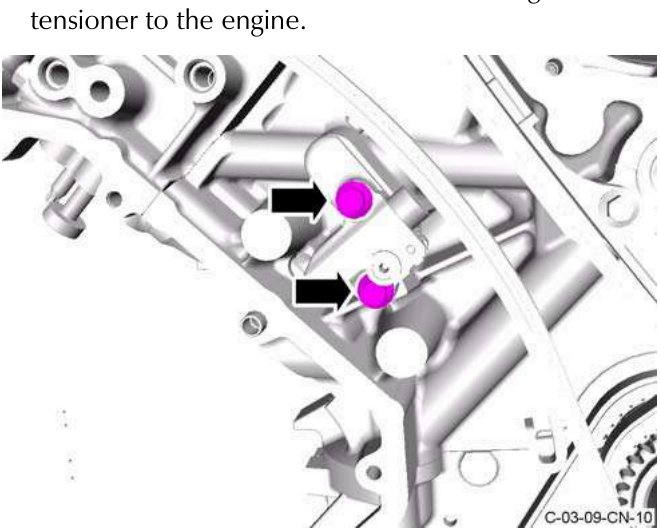 Two bolts on timing chain tensioner