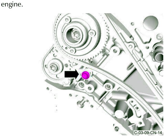 Bolt attaching tensioner arm to engine