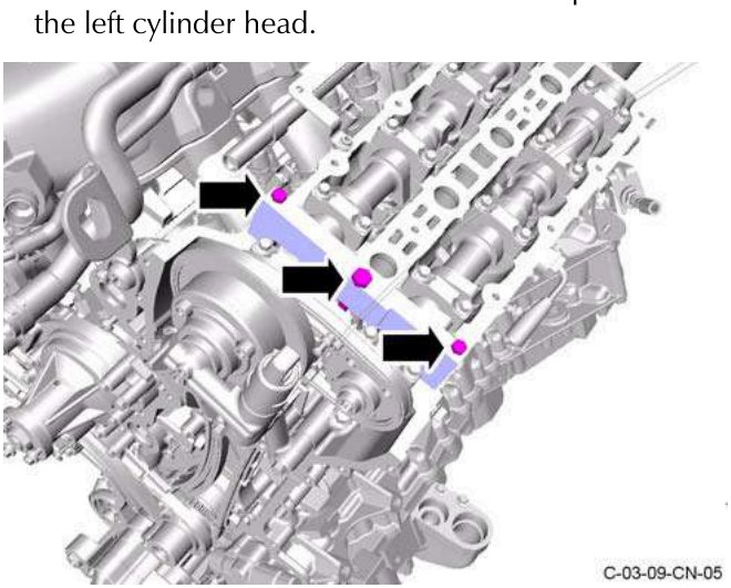 Three screws attaching special tool to left cylinder head F6