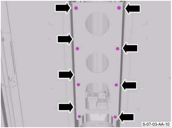 Tunnel reinforcement plate with arrows pointing to screws