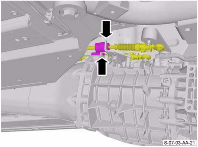 Gear selector cables being released from a bracket
