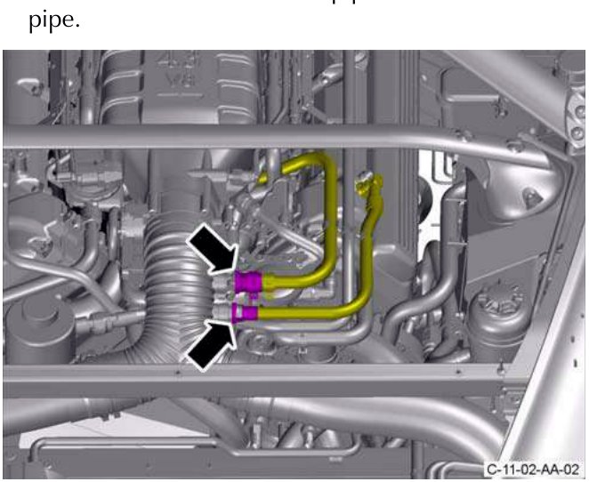 Air intake pipe with breather pipes disconnected