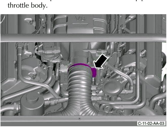 Air intake pipe clip released from throttle body