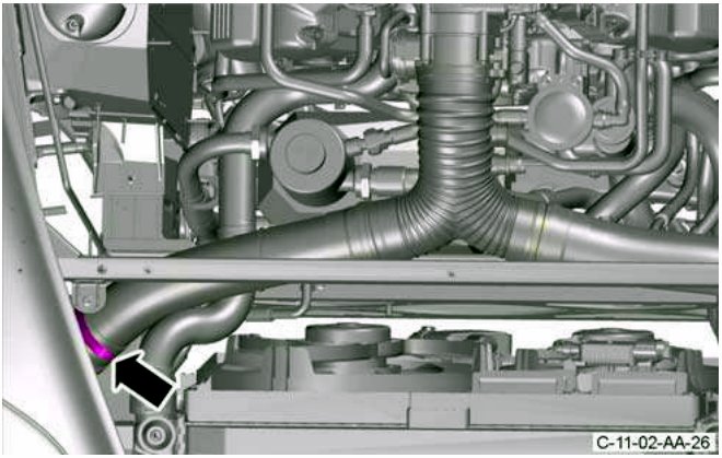 Air intake pipe clip released from outlet pipe