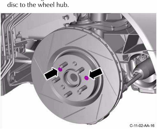 Brake disc installed with screws attached to wheel hub