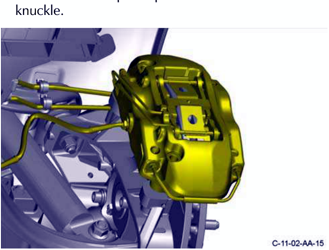 Brake caliper positioned on front wheel knuckle