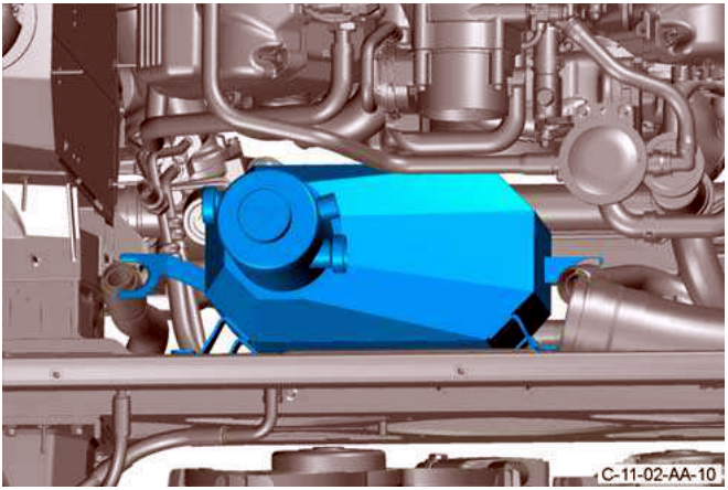 Oil tank positioned