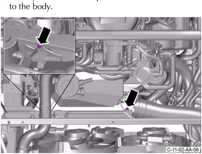 Top screws attaching oil tank to body