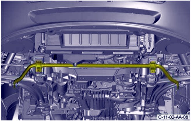 Anti-roll bar installed in position