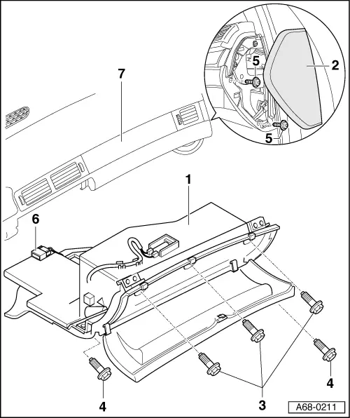 Как снять бардачок а6 с5 Audi Workshop Service and Repair Manuals A2 Body Fitting instructions: retrofitt