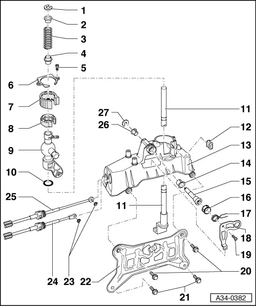 Audi Manuals > A2 > Power transmission > 5speed manual gearbox 02T > Gearbox mechanics