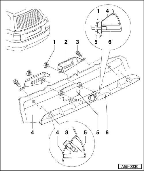 Audi Workshop Manuals > A4 Mk1 > Body > General Body Assembly > Bonnet,  flaps, cab, central locking > Avant tailgate >8D XA 200 000 > Removing and  installing grip panel