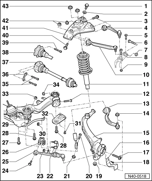 Audi Service and Repair Manuals > A4 Mk1 > Running gear, frontwheel drive and four