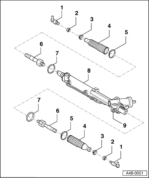 Audi Manuals > A4 Mk1 > Running gear, frontwheel drive and fourwheel drive > Steering