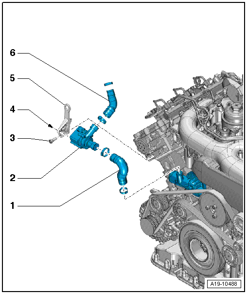 Audi Workshop Manuals > A4 Mk3 > Power unit > 6-cylinder TDI engine (2.7  ltr.; 3.0 ltr. 4-valve common rail), mechanics > Engine cooling > Coolant  pump, thermostat, pump for exhaust gas