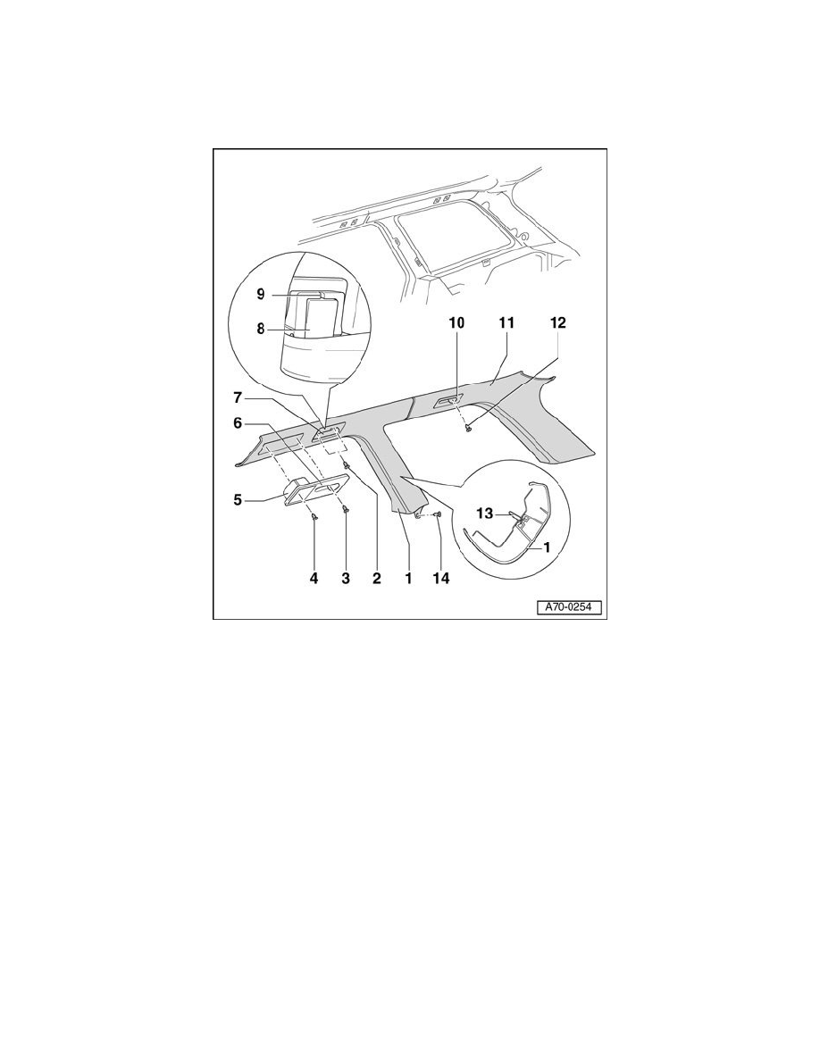 Body and Frame > Interior Moulding / Trim > Trim Panel > Component  Information > Service and Repair > C-Pillar Trim > Trim Panels (Avant)
