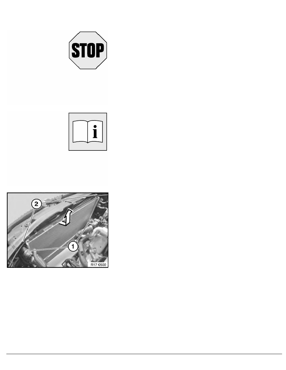 2 Repair Instructions > 17 Cooling System (M47T2) > 11 Engine Radiator With  Attachment > 1 RA Removing And Installing Radiator (M47T2, M57T2)