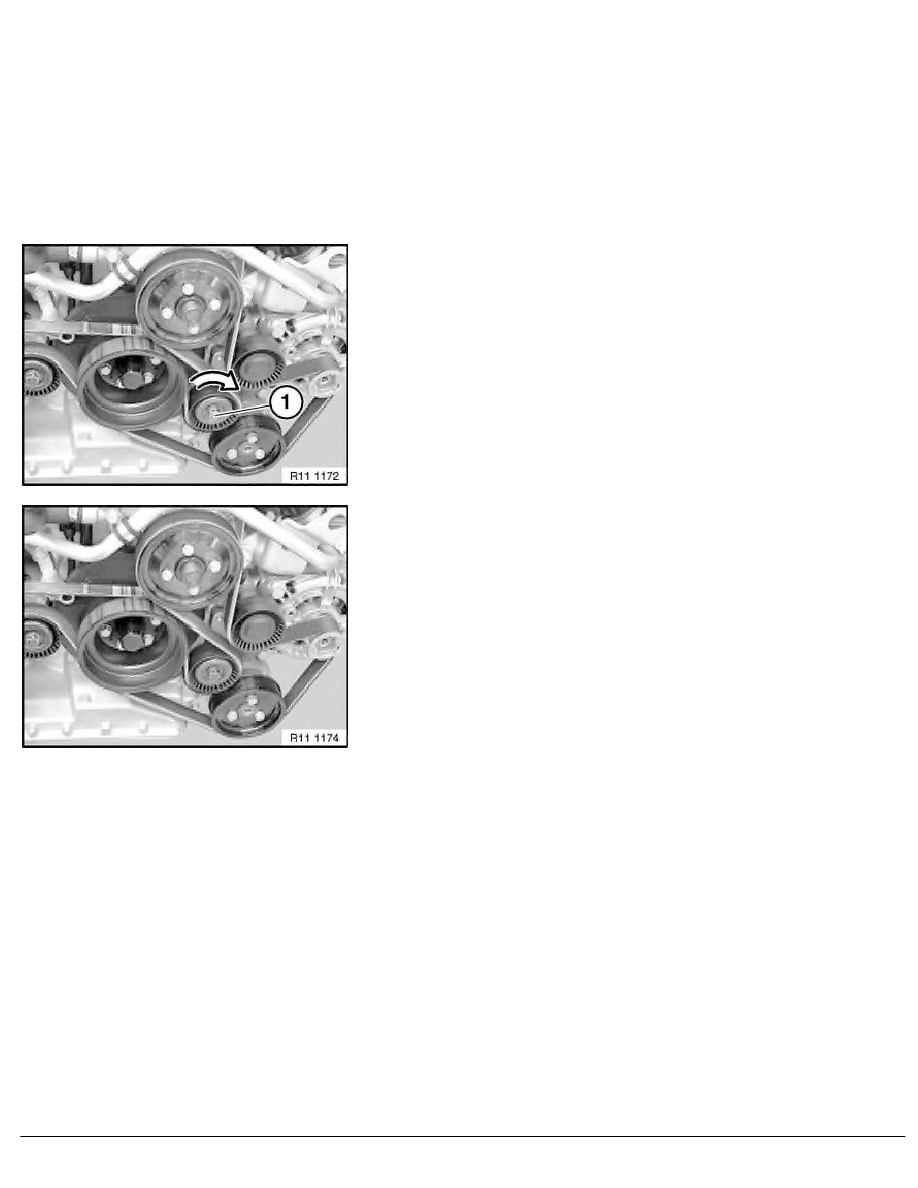 Bmw Workshop Manuals 5 Series E39 M5 S62 Sal 2 Repair Instructions 11 Engine S62 28 V Ribbed Belt W Tens Deflect Elemt 1 Ra Replacing Alternator Drive Belt S62