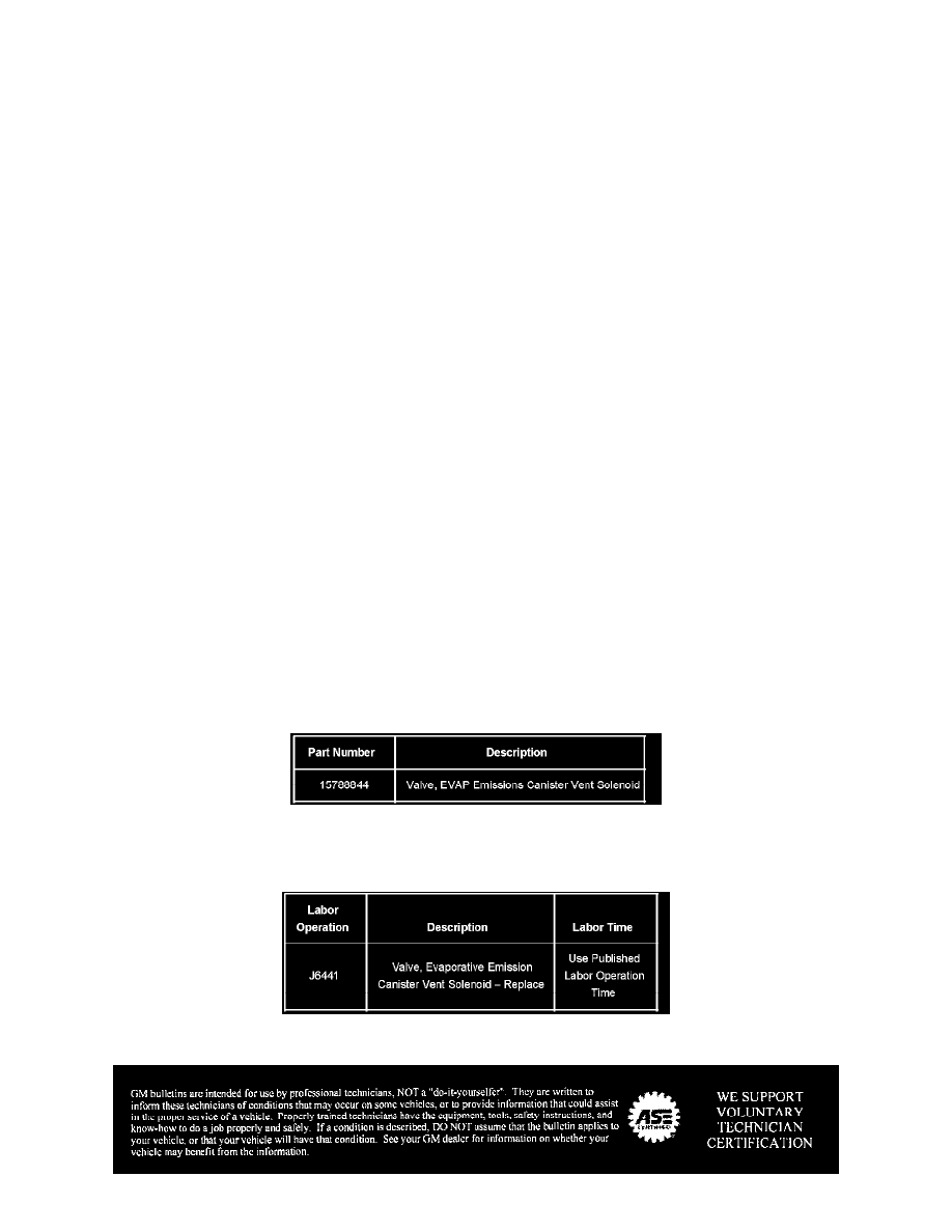 ... Emissions System > Canister Purge Solenoid > Component Information > Technical Service Bulletins > Recalls for Canister Purge Solenoid: > 06-06- 04-062A