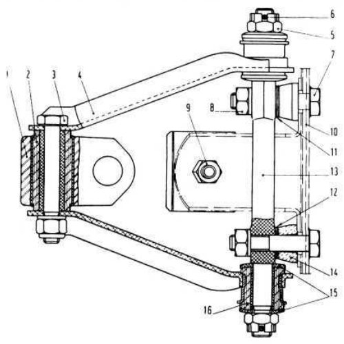 Section through left swinging arm
