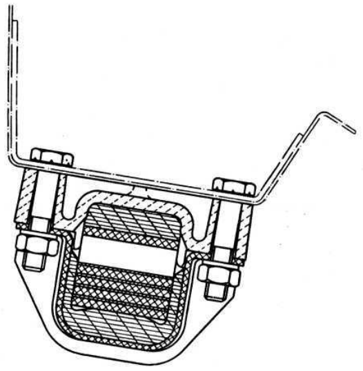 Section through one spring mounting
