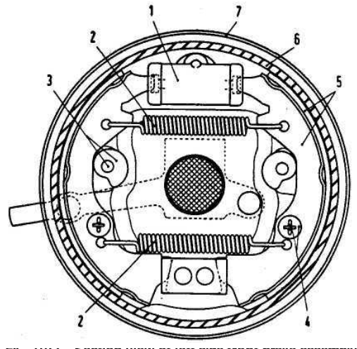Section view of left side front brake assembly (500 Station Wagon)