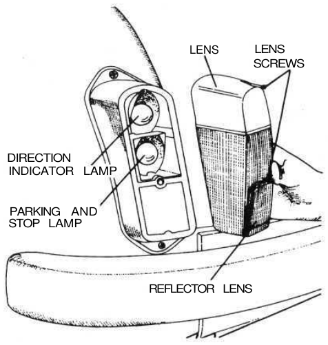 Disassembling tail parking, stop, direction indicator lamp and reflector lens