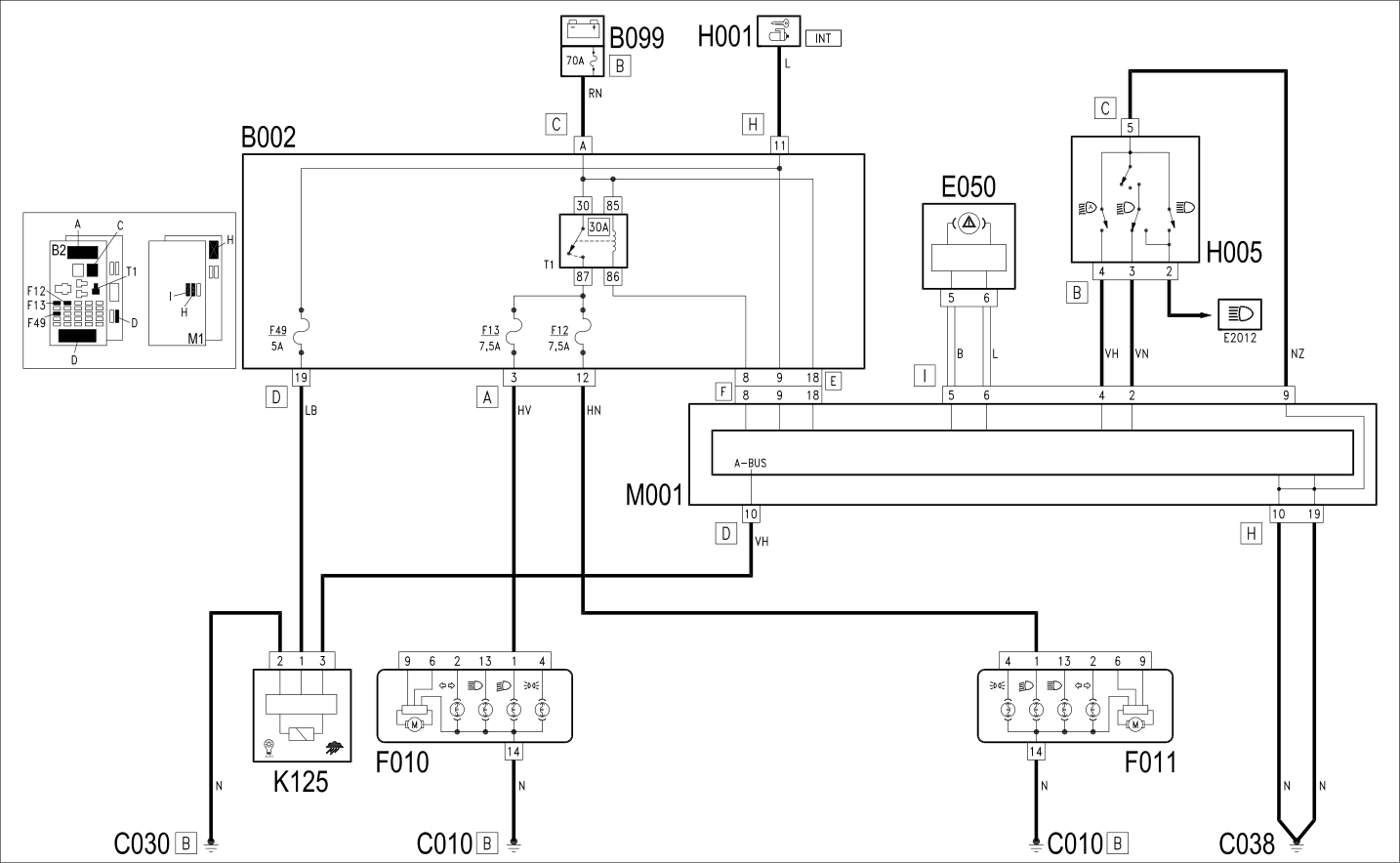 DIPPED HEADLIGHTS - WIRING DIAGRAM
