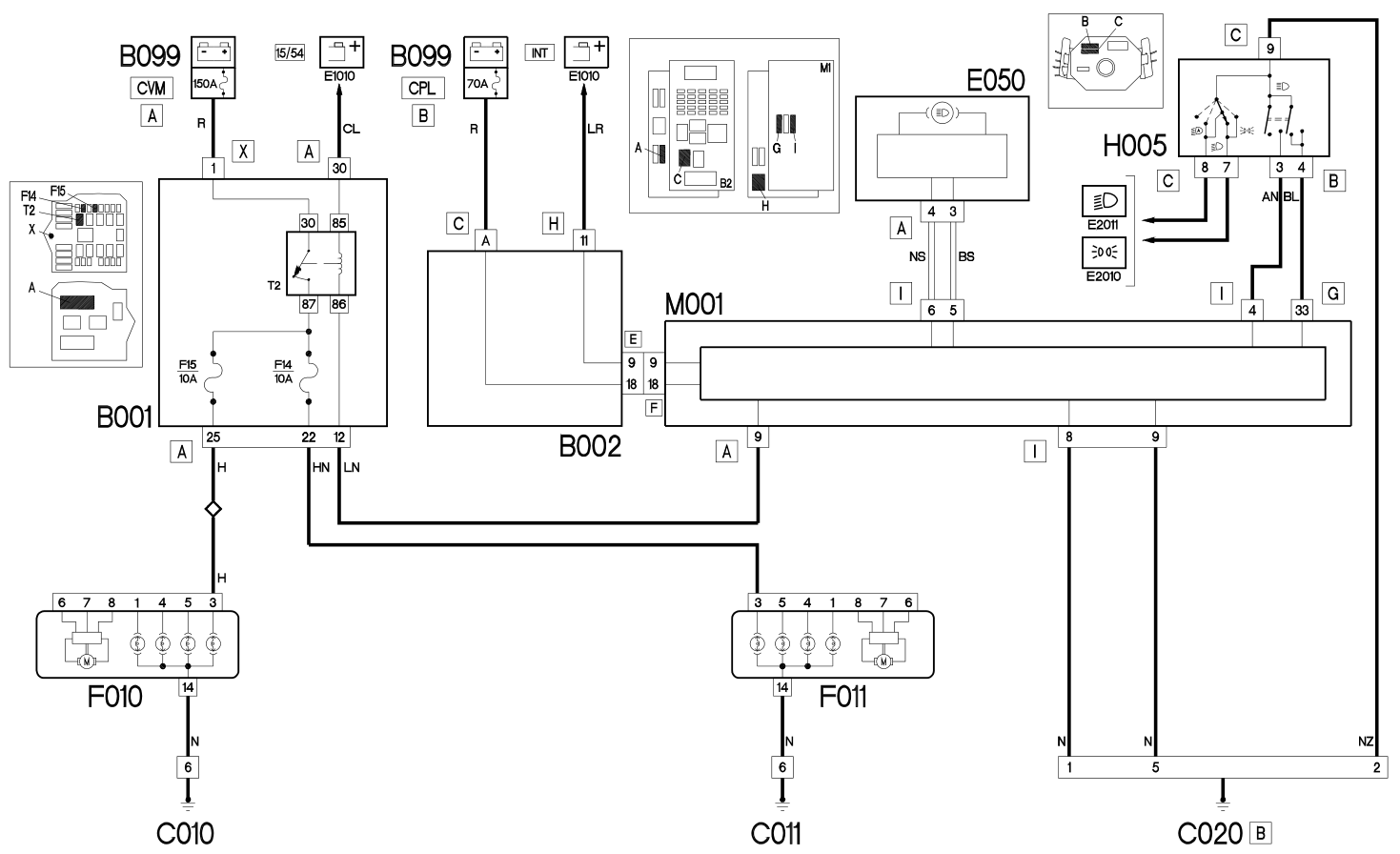 HIGH BEAMS - WIRING DIAGRAM