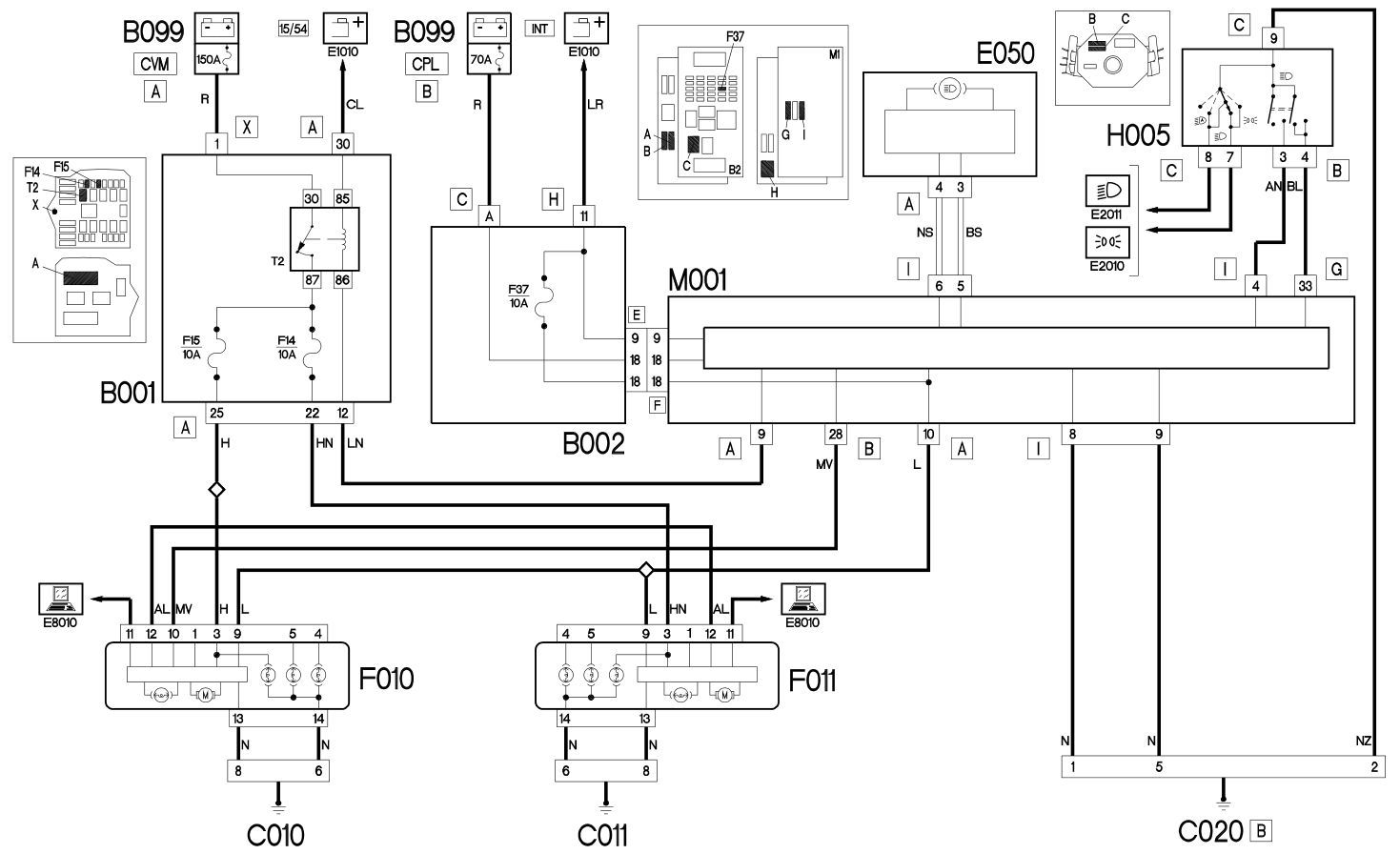 HIGH BEAMS - WIRING DIAGRAM