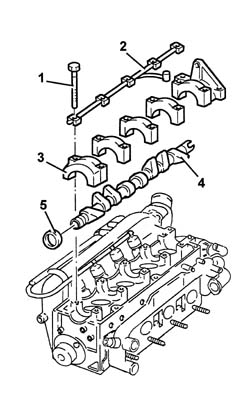 CAMSHAFT IN CYLINDER HEAD - R.R. WITH HEAD REMOVED