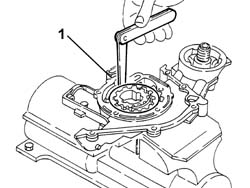 Engine oil pump, removed - check at bench