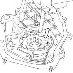 Engine oil pump, removed - check at bench