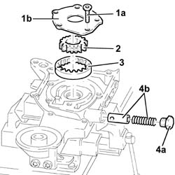 Engine oil pump, removed - check at bench